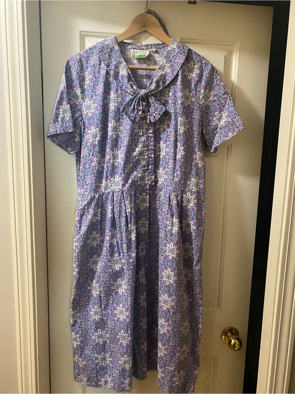 Women’s Vintage Purple Floral Bow-Front Dress